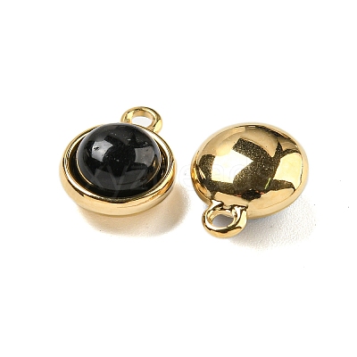 Natural Black Onyx(Dyed & Heated) Half Round Charms STAS-L080-009G-01-1