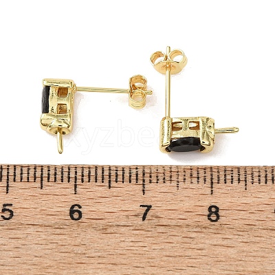 Brass Micro Pave Cubic Zirconia Earring Findings KK-D226-10G-1