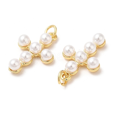 Brass Plastic Imitation Pearls Pendants KK-Q775-23G-1