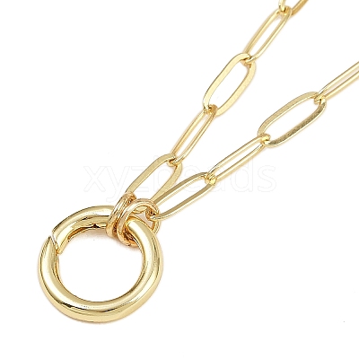 Brass Ring Link Paperclip Chain Necklaces NJEW-A042-05G-1