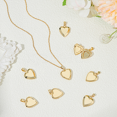 8Pcs Brass Locket Pendants KK-ME0001-61-1