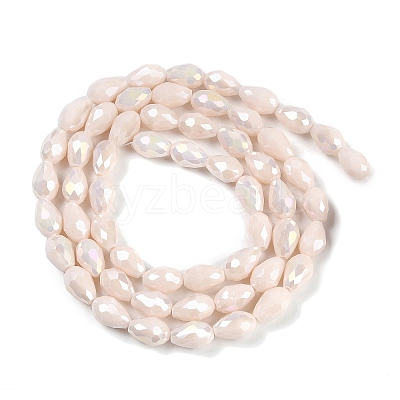Opaque Solid Color Electroplate Glass Beads Strands EGLA-N013-P8mm-B08-1
