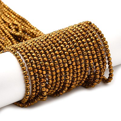 Electroplate Glass Beads Strands GLAA-H021-01B-FP04-1