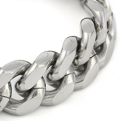 304 Stainless Steel Cuban Link Chain Bracelets for Men BJEW-B102-07P-1
