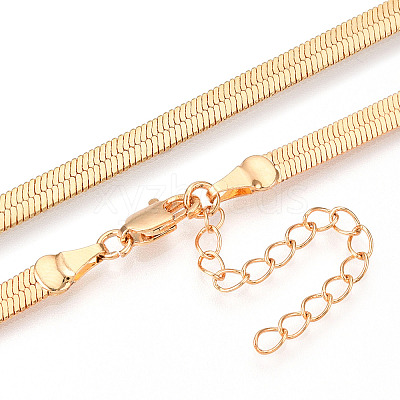 Brass Flat Snake Chain Necklaces for Women Men NJEW-N054-05G-1