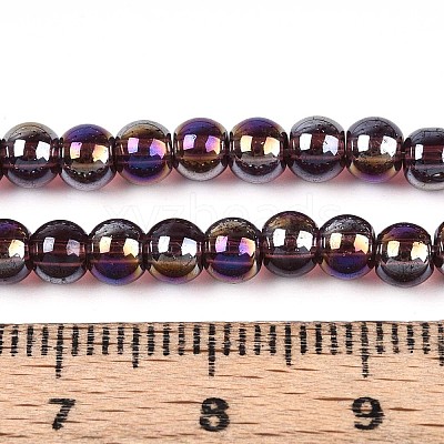 Electroplate Transparent Glass Beads Strands GLAA-T032-T4mm-AB19-1