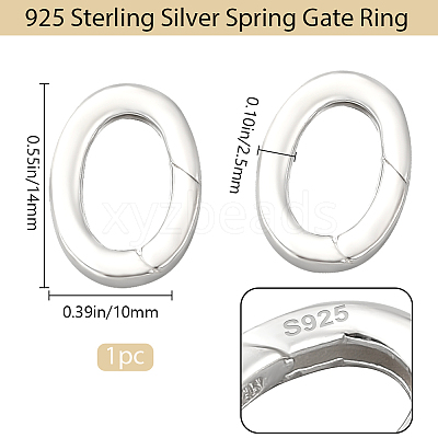 1Pc 925 Sterling Silver Spring Gate Rings STER-BBC0008-50A-1