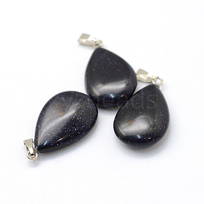 Teardrop Synthetic Blue Goldstone Pendants G-Q368-05-1