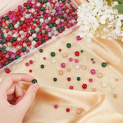 750Pcs Spray Painted Crackle Glass Beads Strands CCG-CA0001-01-1