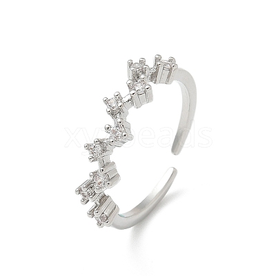 Star Clear Cubic Zirconia Cuff Rings RJEW-G337-03P-1