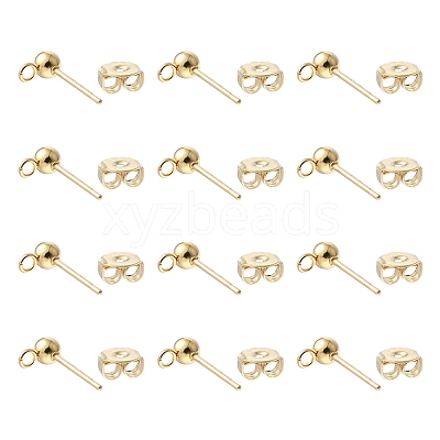 40Pcs 304 Stainless Steel Ball Post Stud Earring Findings STAS-FS0001-76G-1