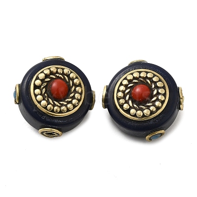 Handmade Tibetan Style Resin Beads TIBEB-G014-02-1
