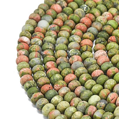 Natural Unakite Beads Strands G-P575-A12-6x4mm-01-1
