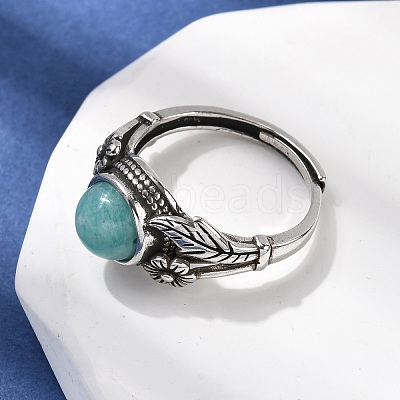 Natural Amazonite Finger Rings RJEW-A084-05AS-08-1