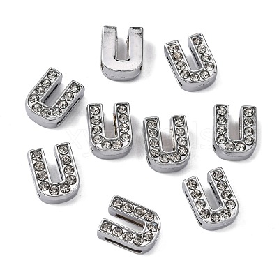 Alloy Initial Slide Charms with Grade A Rhinestones ALRI-R032-U-FF-1