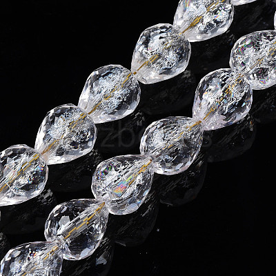 Transparent Crackle Glass Beads Strands X-GLAA-N051-04-1