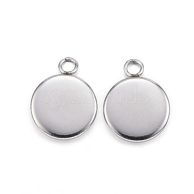 Tarnish Resistant 304 Stainless Steel Pendant Cabochon Settings STAS-G127-13-8mm-P-1