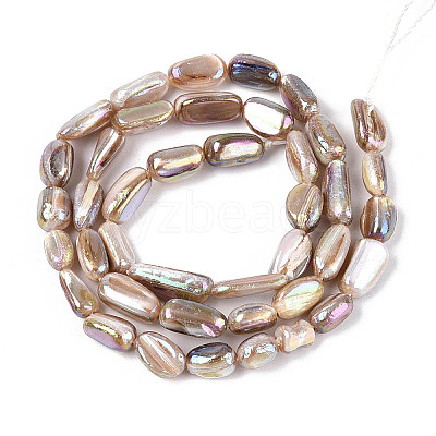 Electroplated Natural Freshwater Shell Beads Strands SHEL-T020-33-1