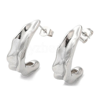Non-Tarnish 304 Stainless Steel Twist Bean Pod Stud Earrings EJEW-B026-13P-1