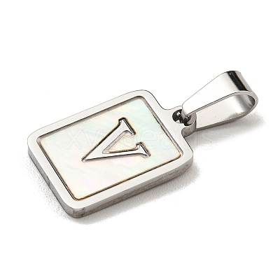 304 Stainless Steel Pave Natural White Shell Pendants STAS-S130-03P-V-1