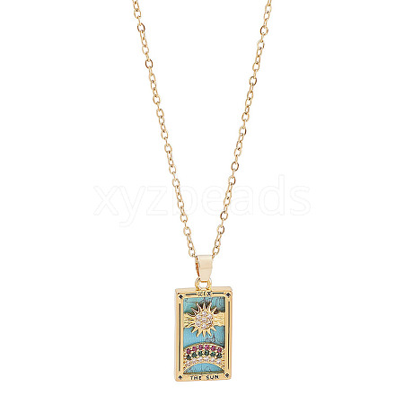 Brass with Cubic Zirconia Pendants Necklaces NJEW-LP0001-45C-G-1