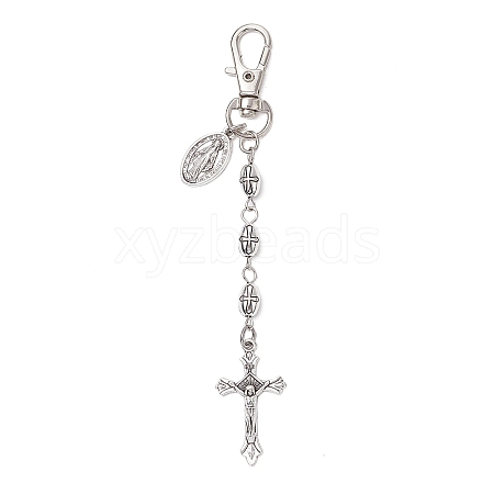 Cross & Oval with Virgin Mary Tibetan Style Alloy Pendant Decorations HJEW-JM02732-1