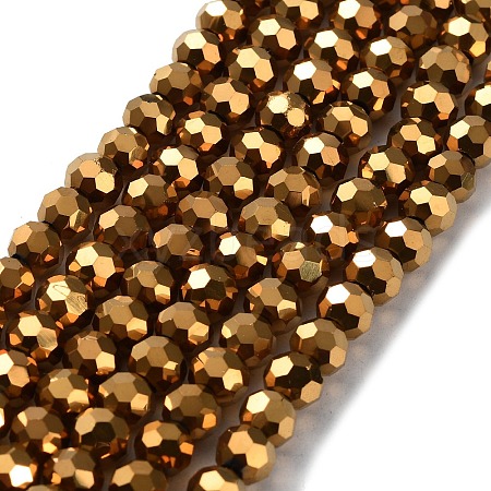 Faceted(32 Facets) Electroplate Glass Bead Strands X-EGLA-R042-6mm-03-1