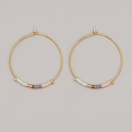 Glass Seed Beaded Hoop Earrings XS8443-3-1