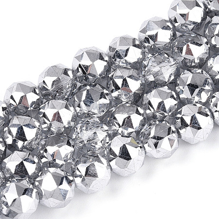 Electroplate Transparent Glass Round Beads Strands EGLA-T029-8mm-12T-04-1