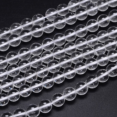 Round Natural Grade AA Quartz Crystal Beads Strands X-G-H1648-8mm-01N-AA-1