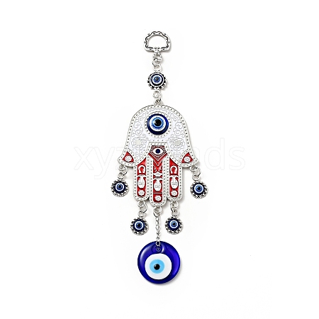 Alloy Enamel Palm Pendant Decoration HJEW-H058-07-1