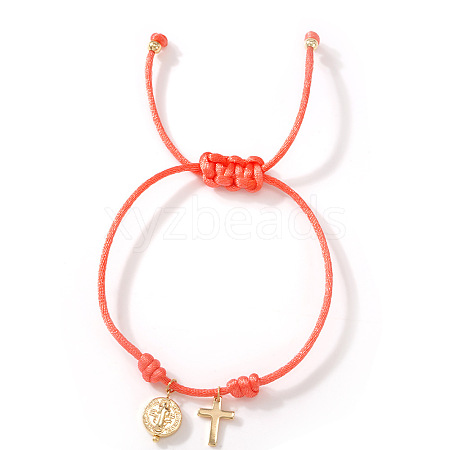 Adjustable Brass Religion Cross Virgin Charm Nylon Cord Braided Bracelets GY3057-2-1