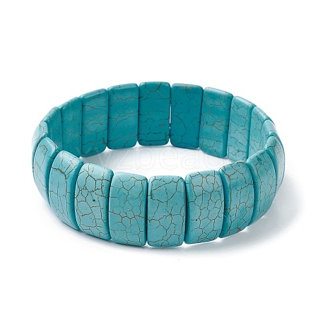 Synthetic Turquoise Rectangle Beaded Stretch Bracelets BJEW-P299-10A-1