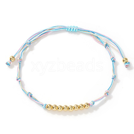Brass Round Beads Braided Bead Bracelets AZ5003-4-1