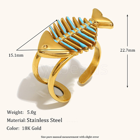304 Stainless Steel and Enamel Cuff Rings FS-WGFF68F-04-1