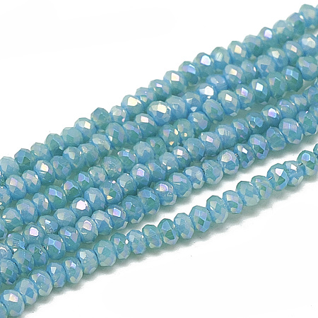 Electroplate Opaque Solid Color Glass Beads Strands EGLA-Q112-B04-1