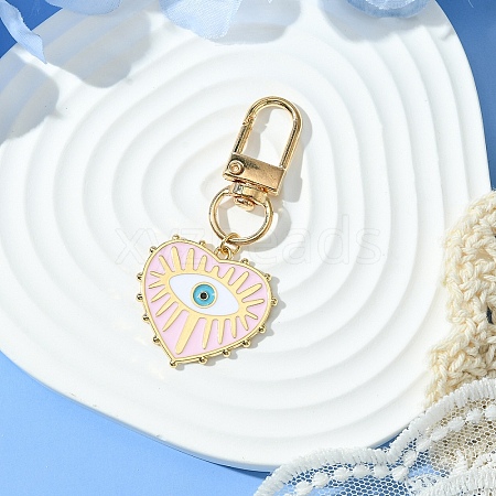 Heart with Evil Eye Alloy Enamel Pendant Decorations HJEW-YW00017-09-1