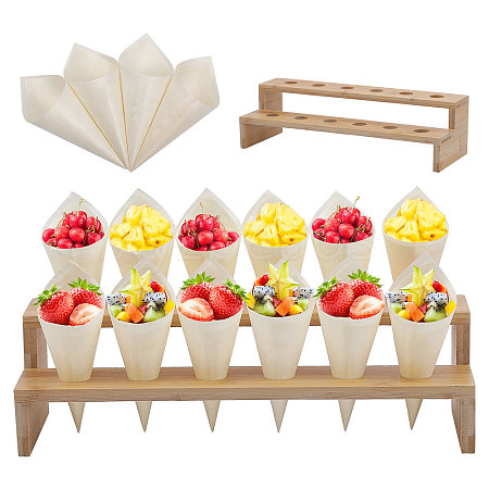 Globleland Bamboo 12-Hole Ice Cream Display Stands AJEW-GL0001-82-1