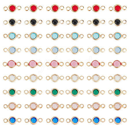 HOBBIESAY 54Pcs 9 Colors Brass Rhinestone Connector Charms RB-HY0003-47-1