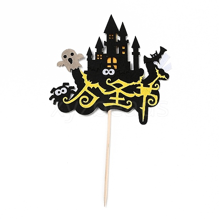 Felt Cloth & Paper Halloween Castle Cake Insert Card Decoration DIY-H108-41-1