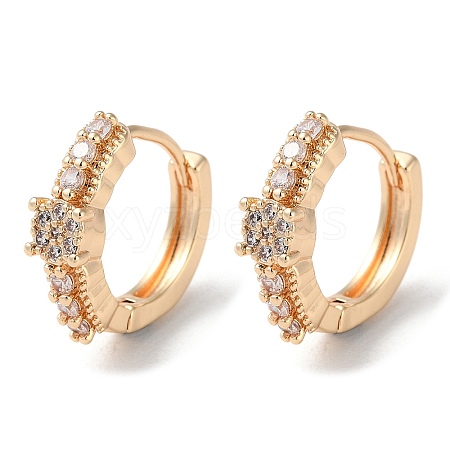 Rack Plating Brass Micro Pave Cubic Zirconia Hoop Earrings EJEW-P238-23KCG-1