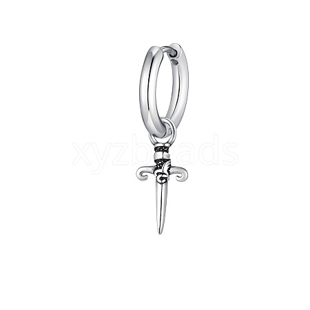 Stainless Steel Cross Hoop Earrings PW-WG81444-02-1