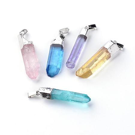 Natural Quartz Pointed Pendants G-Q481-68-1