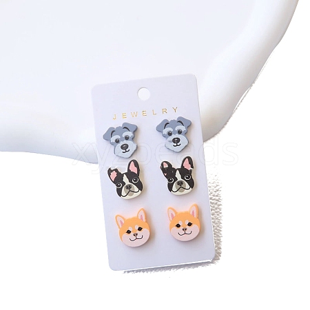 Baking Paint Acrylic Dog Stud Earrings for Women PW-WG92DC8-01-1