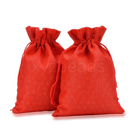 Polyester Imitation Burlap Packing Pouches Drawstring Bags X-ABAG-R004-18x13cm-01-1