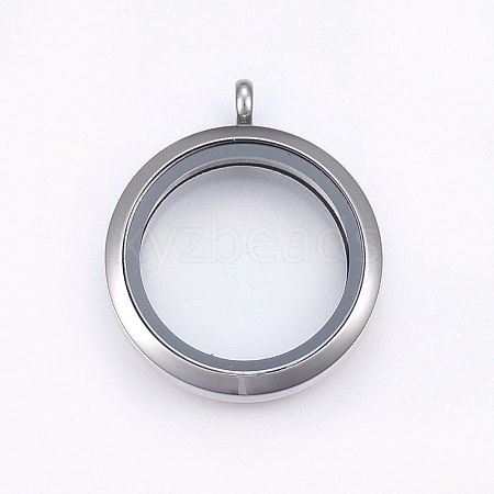 304 Stainless Steel Magnetic Floating Locket Pendants X-STAS-O103-35P-1