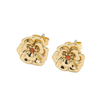 Brass Micro Pave Cubic Zirconia Ear Studs EJEW-P283-01G-01-1