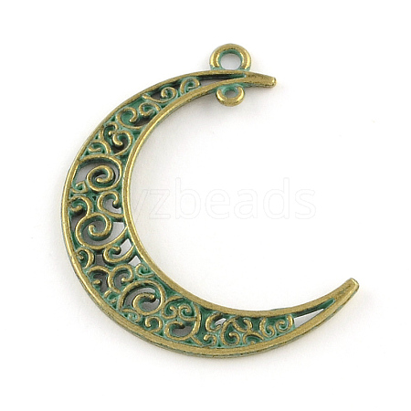 Moon Zinc Alloy Hollow  2-Loop Link Pendants PALLOY-R065-088-FF-1