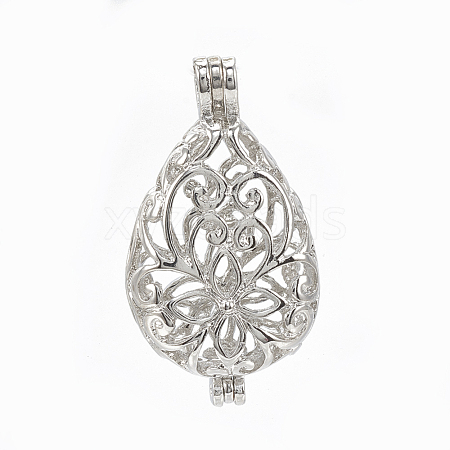 Brass Cage Pendant KK-T029-152P-1