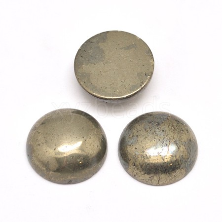 Half Round Natural Pyrite Cabochons G-I125-09-10x4mm-1